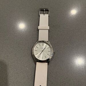 Michael Kors White Strap Silver-Tone Dial Watch